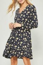  Floral Button-down Ruffle-dress