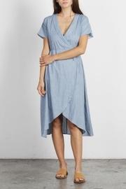  Pinstripe Blue Midi-wrap-dress