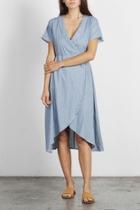  Pinstripe Blue Midi-wrap-dress