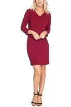 3/4 Sleeve Dress With Drape Waist