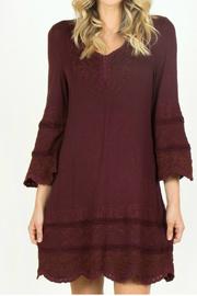  3/4 Bell Sleeve Embroidered Knit Dress