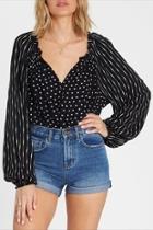  Mixed-pattern Poet Blouse