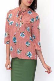  Lace Up Floral Blouse