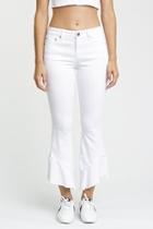  White Flounce-hem Jeans