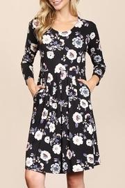  Floral-empire-waist Pleated-pocket Dress