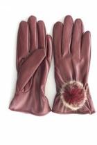  Red Fur Leather Gloves