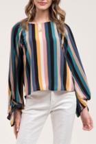  Striped Tie Wrist Blouse