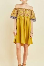  Mustard Off-shoulder Dress