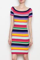  Rainbow Stripe Rib Dress