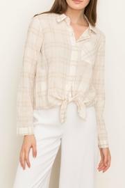  Plaid Tie-front Top