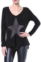  Metallic Star Front Sweater