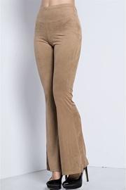 Khaki Microsuede Flare Pants