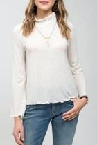 Bell-sleeve Turtle-neck Top