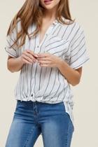  Collared Striped Top