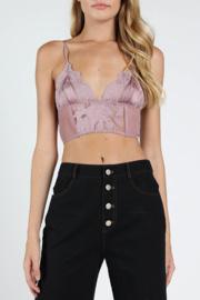  Satin Crop Top W/ Lace Detail
