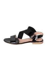  Flat Black-elastic Sandals