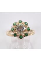  Green Amethyst Tsavorite Garnet Diamond Flower Engagement Ring 14k Yellow Gold Size 7 Free Sizing