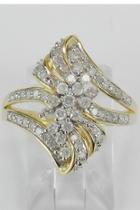  1/2 Carat Diamond Cluster Cocktail Ring Right Hand Ring Yellow Gold Size 7