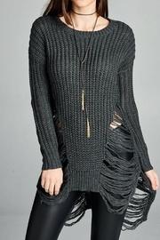  Long-sleeve Frayed Sweater