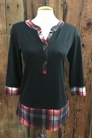  Raven Plaid-trimmed Top