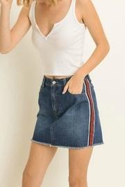  Athletic-striped Denim Skirt
