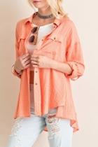  Crinkled Button Down Top