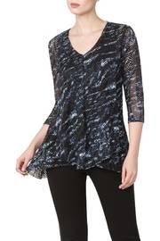  Denim Mesh Draped Top