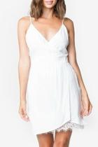  Mock-wrap Lace-underlay Dress