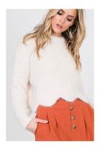  Ivory Scallop-trim Sweater