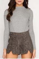  Notch Front Suede Shorts