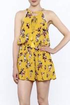  Yellow Floral Sleeveless Romper