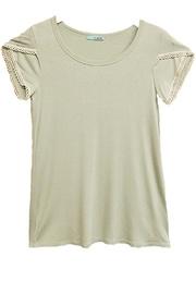  Green Beige-lace Top