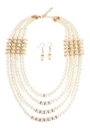  Pearl-&-goldtone 4-layer Necklace-earring-set