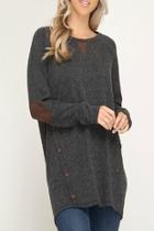  Faux-suede Button Tunic