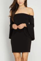  Bell Sleeve Arm Dress Black