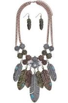  Etched Feather Necklace Set