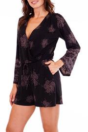  Faux Wrap Print Tie Front Romper