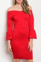  Bell-sleeve Red Dress