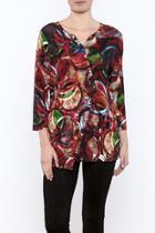 Circle Print Snap Top