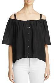  Button Front Cold Shoulder Top