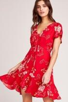  Red Flowered Dress