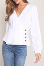  V-neck Peplum-blouse, White