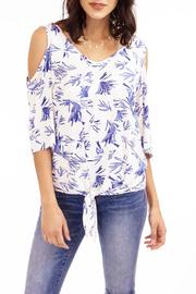  Cold Shoulder Tie Front Top