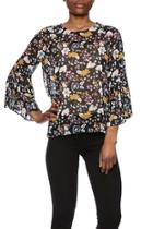  Floral Bell Sleeve Top