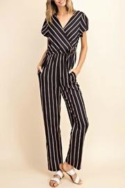  Striped Surpliced Jumpsuit
