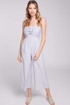  Strapless Purple-pinstripe Jumpsuit