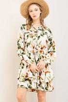  Natural Floral Shirtdress