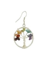 Multi-agate-chip Silver-tree Earring