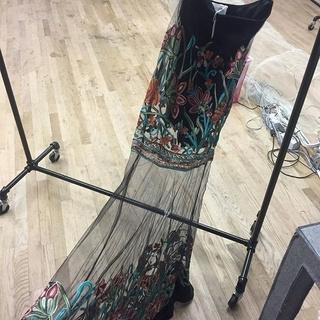  Embroidered Mesh Maxi Skirt