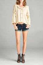  Lacy Sleeve Button Down